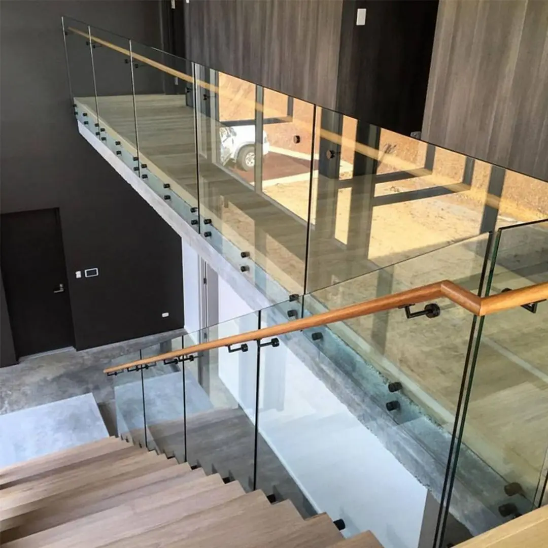 Modern Stainless Steel Handrail Balustrade With Wood Railings For Stairs