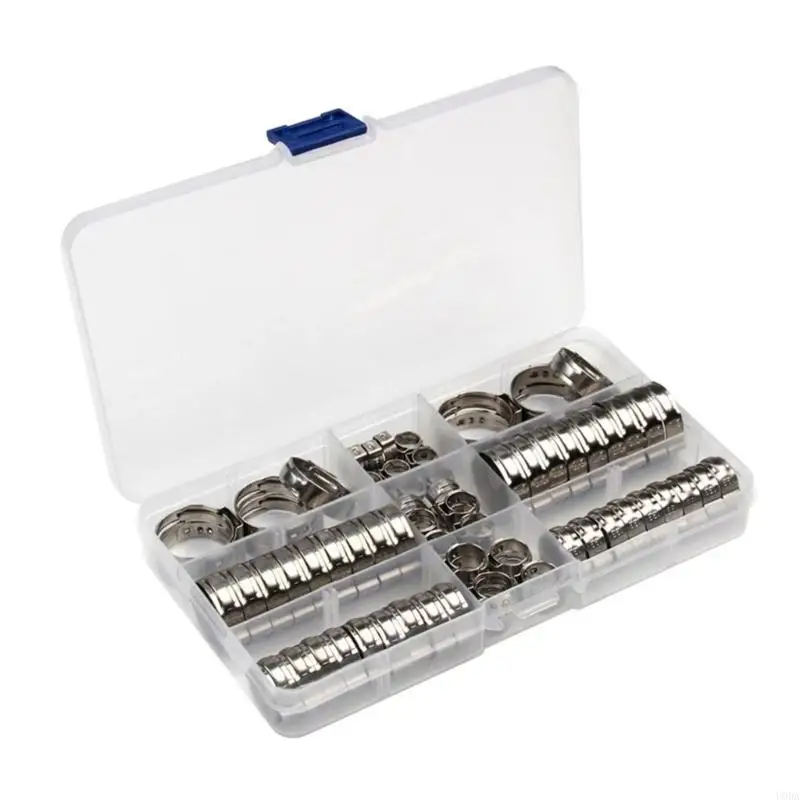

80Pcs Single Ear Hose Clamps 5.8-23.5mm Crimp Hose Clamps Cinches Clamp Rings for Securing Pipe Hoses and Automotive Use