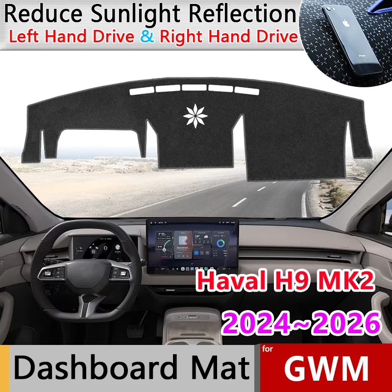 

Auto Dashboard Cover for Great Wall GWM Haval H9 MK2 2024 2025 2026 Anti-Slip Mat Pad Sunshade Dashmat Protect Car Accessories