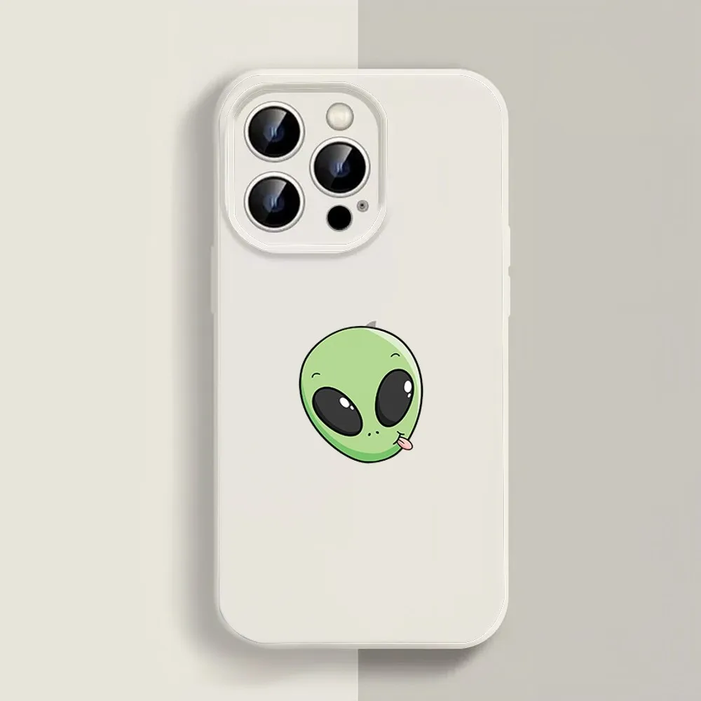 Funny Alien Phone Case For Iphone 11 13 14 15 16 Pro Max X Xr Xs Max Se2020 12mini White Cover Case image 5
