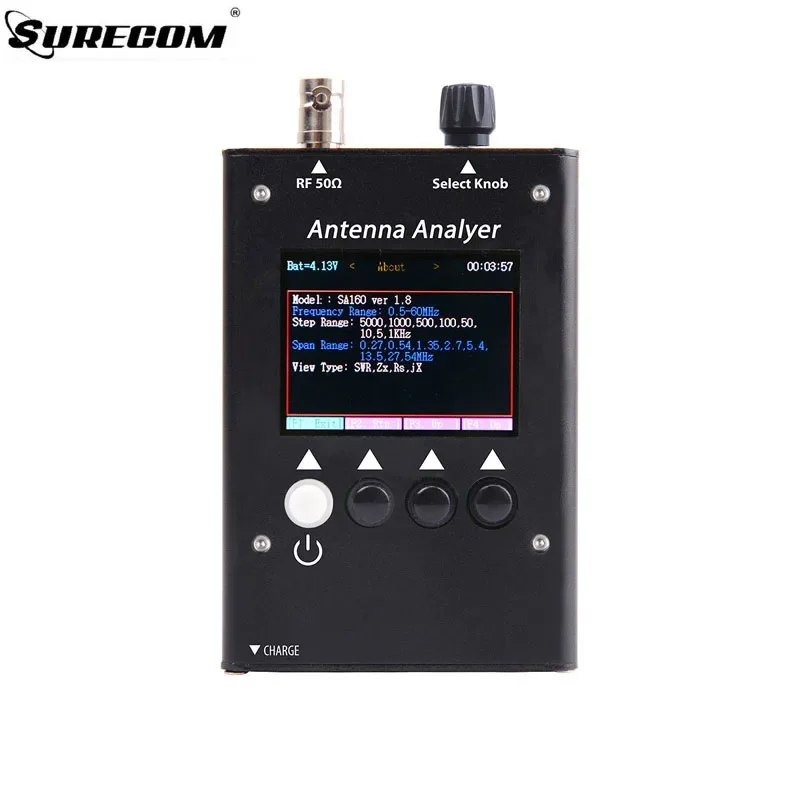 

SURECOM SA-160 LCD Display 0.5-60MHz Color Graphic Antenna Analyzer BNC Connector for Two Way Radio SA160 Antenna Testing Meter