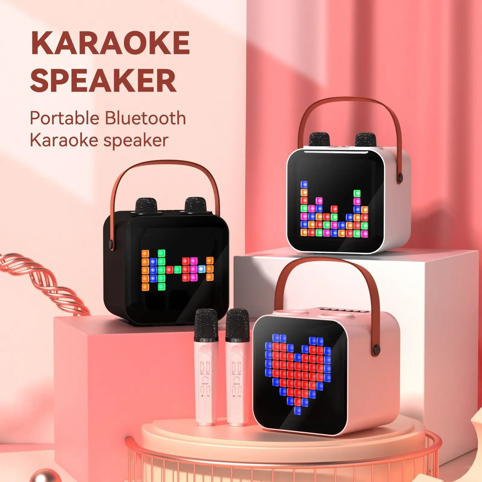 

Fashion SP-100 wireless Bluetooth speaker, outdoor portable Karaoke treasure audio RGB screen display atmosphere rhythm light