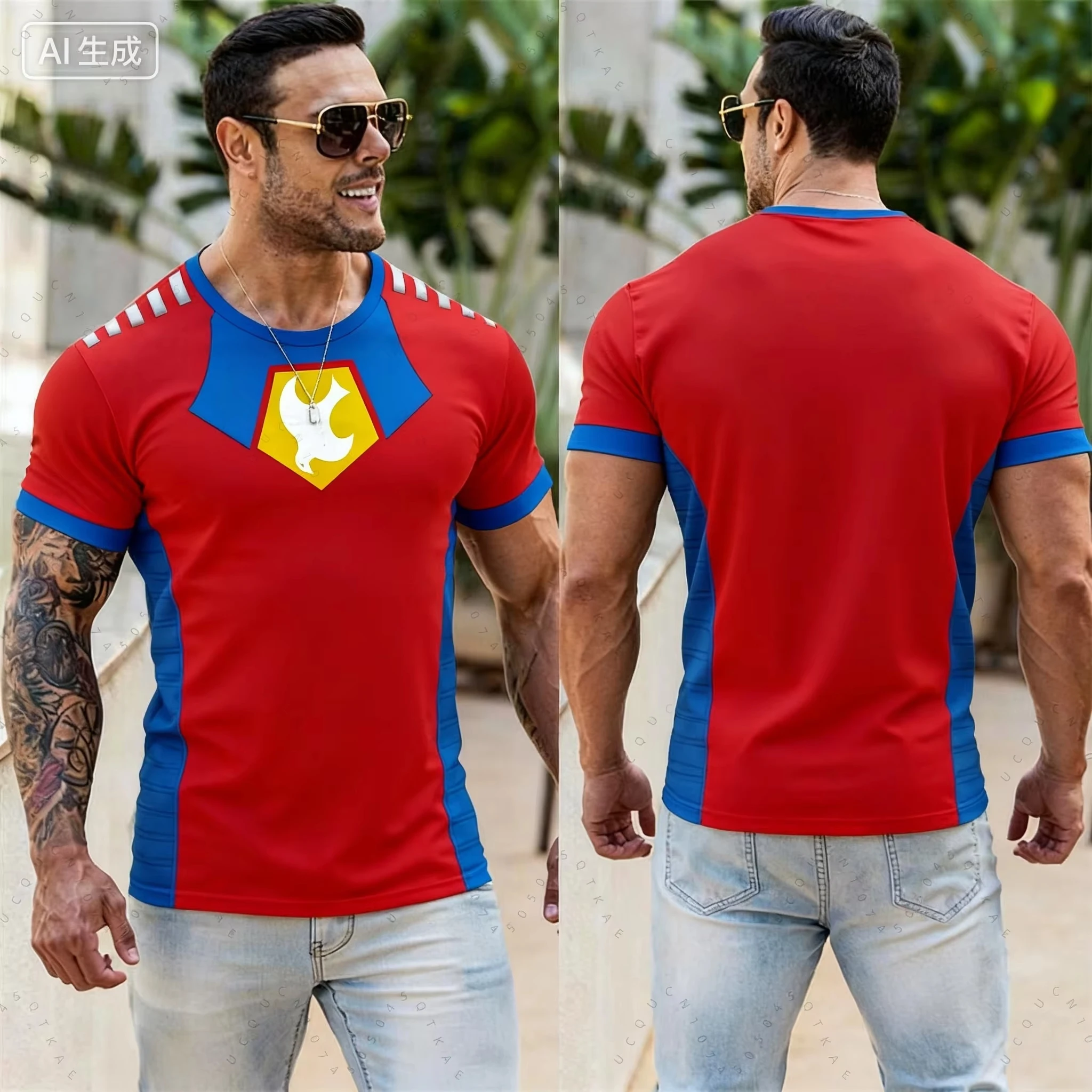 Hot Peacemaker Superhelden-Kostüm-T-Shirt, 3D-Unisex-Halloween-Cosplay-T-Shirt, das 2026 3D-T-Shirt, schnell trocknendes Herren- und Damen-T-Shirt – Detail 4