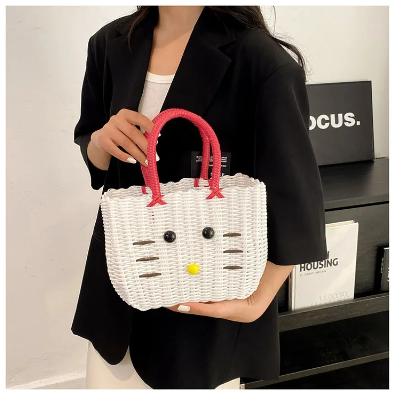 2023 New Fashion Simple Woven Handbag Women\'s Bags Large Capacity Tote Bag Girls Bag Beach Bag Shopping Bag Vegetable Basket Bag