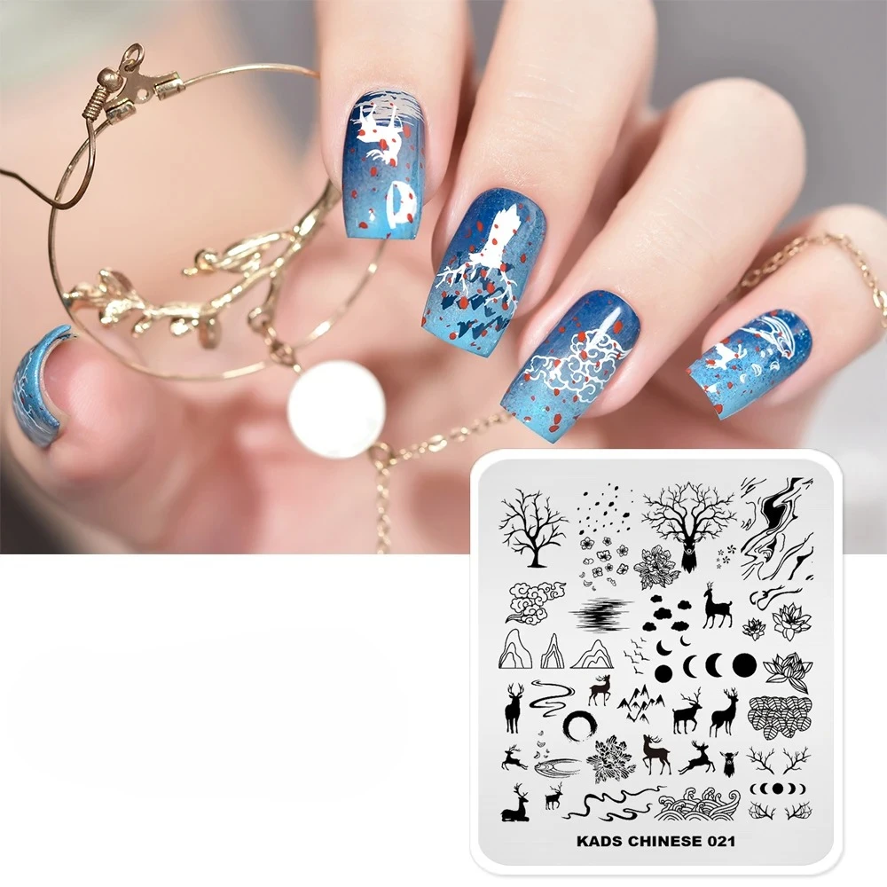 Modèle de tampon à ongles, système d'éléments chinois avec Gel UV, vernis de décoration, pointes d'ongles, outil de manucure à faire soi-même, 1 pièce