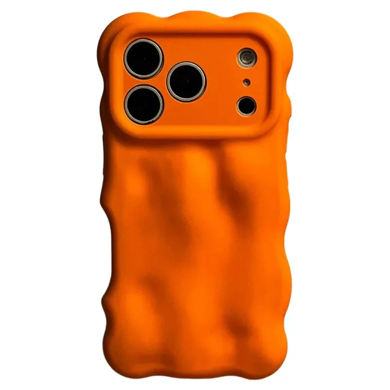 

Solid-color meteorite corrugated wave-pattern phone case, suitable for Apple phones, simple and shock-resistant