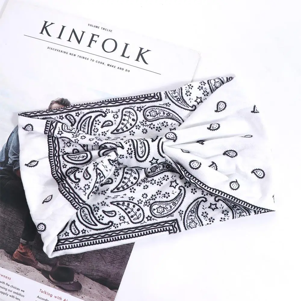 

Cashew Print Boho Knot Turbans Headwrap Wide Edge Charming Floral Bandanas Headband Unisex Colorful Yoga Headband Hiking