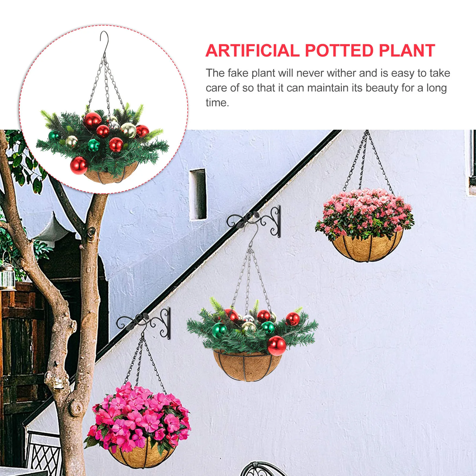 

Decorate Glowing Flower Basket Christmas Plants Plastic Unique Festival Pendant