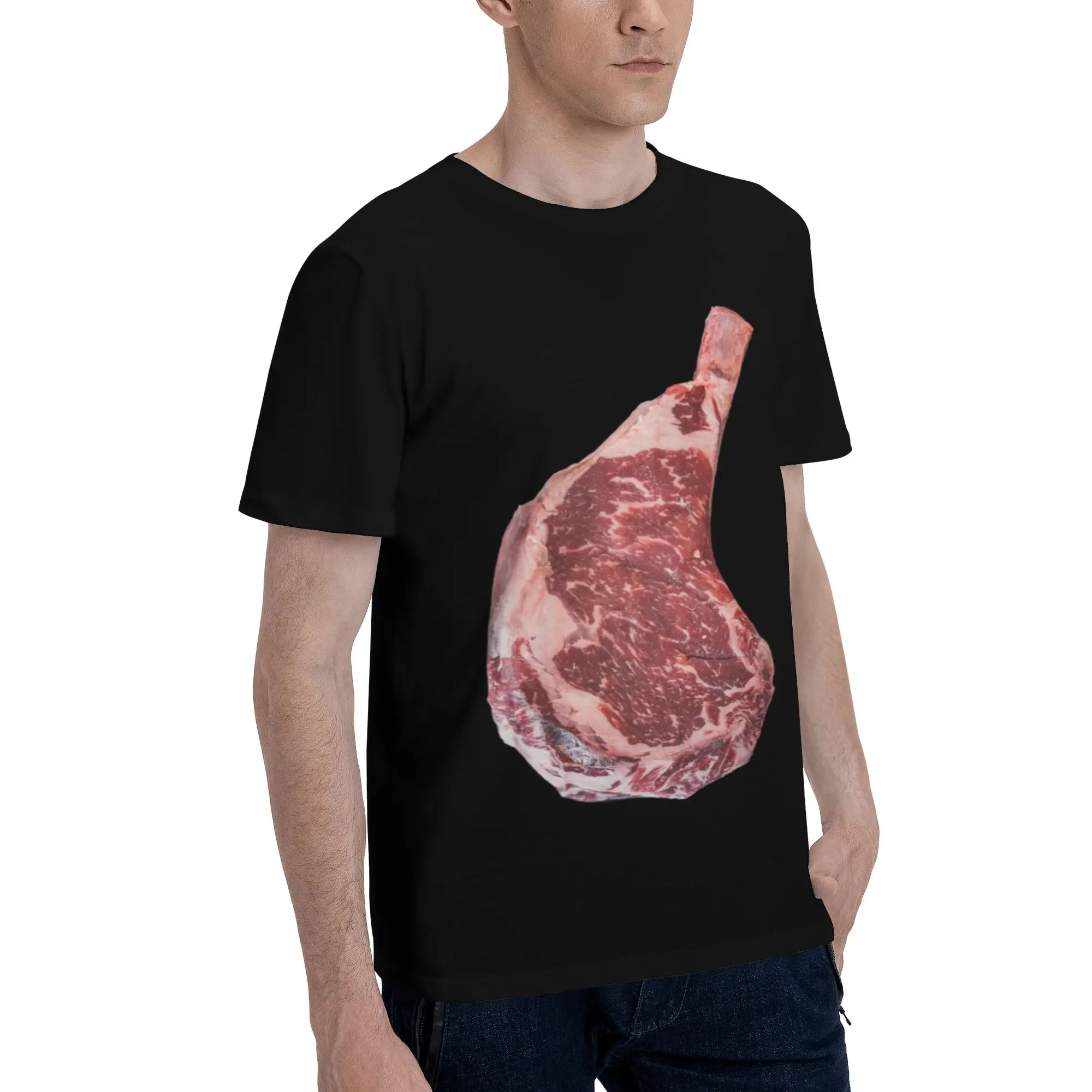 Raw Cowboy Steak Men T Shirt  Hipster Tee Shirt Short Sleeve Round Neck Pure Cotton New Arrival Clothing T-Shirt