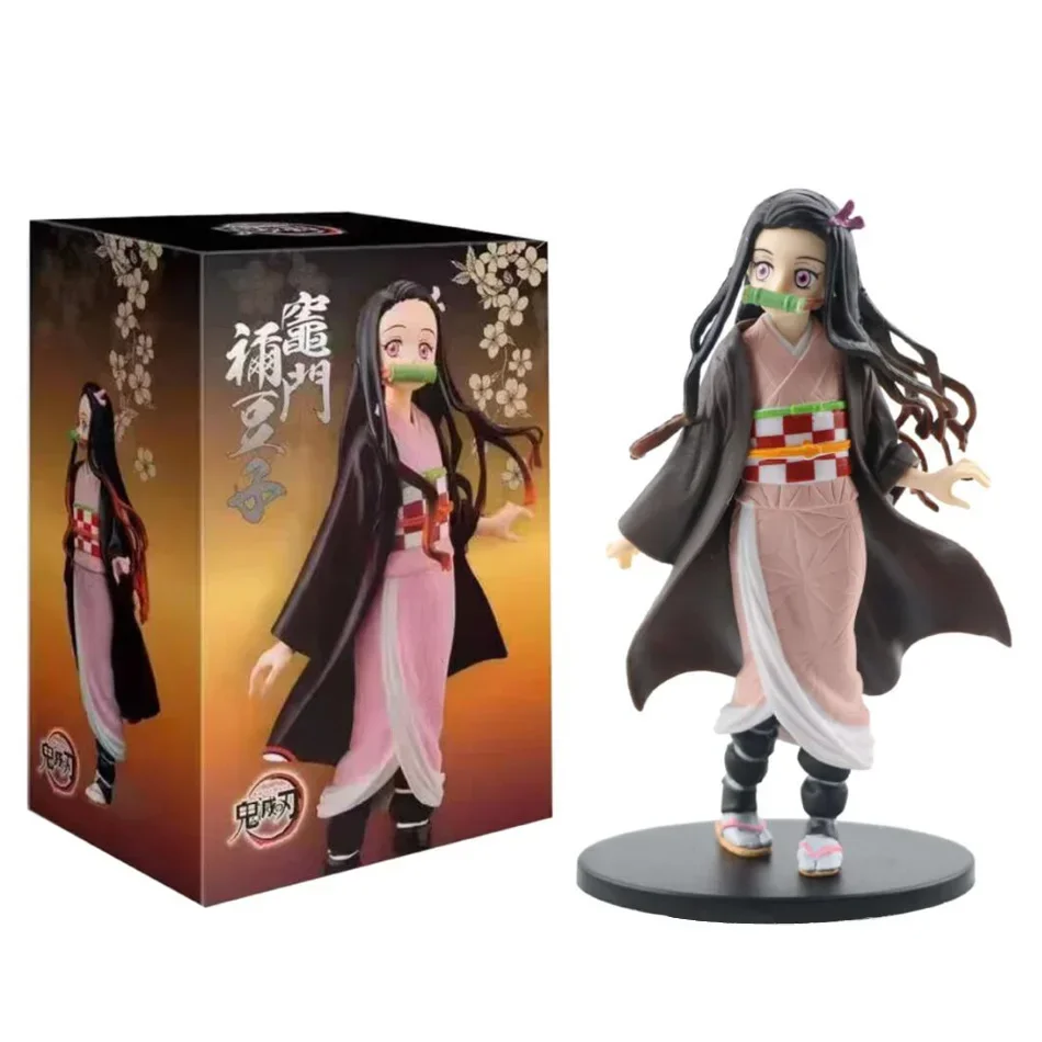 Anime demon slayer kimetsu no yaiba figura kamado tanjirou figura de ação agatsuma zenitsu nezuko guerreiro pvc modelo brinquedos