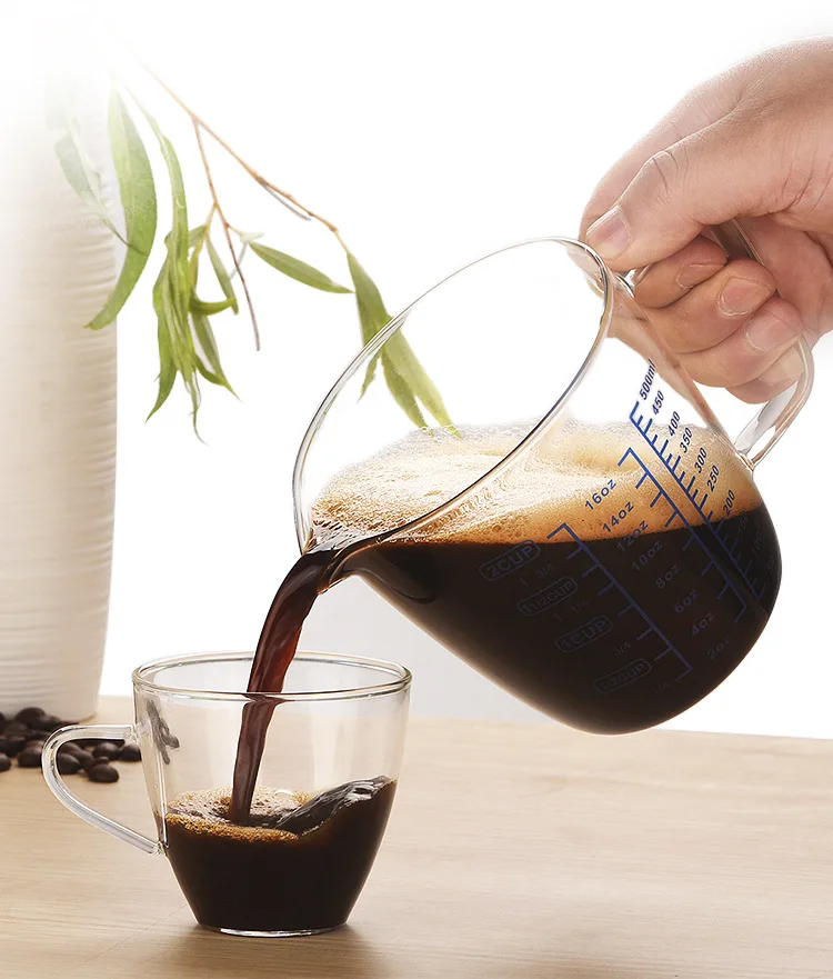 Taza medidora de café con escala, vaso de leche para hornear de cocina, resistente a altas temperaturas, gran capacidad