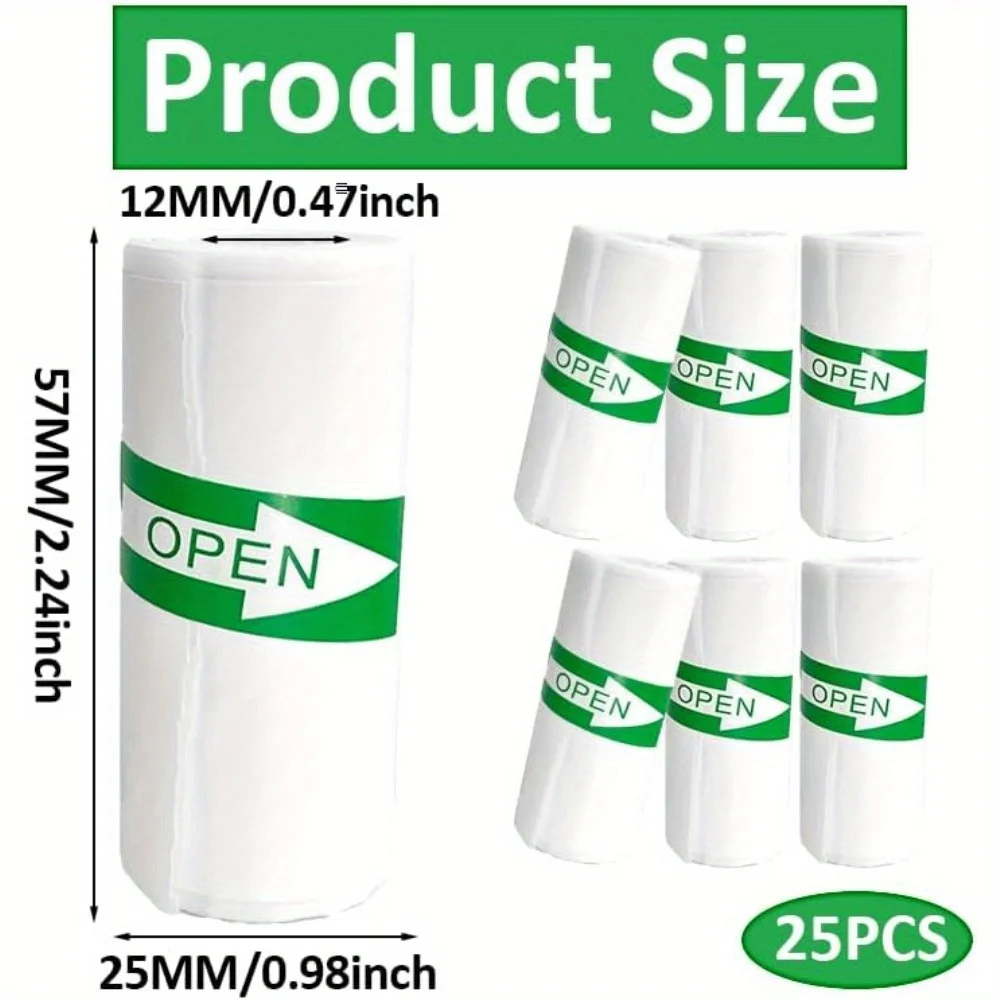 25 لفة من الورق الحراري ذاتي اللصق - ملصقات فورية بدون حبر، تنشيط بالحرارة، للصور/الملصقات/الملاحظات، ملصقات اللوازم المكتبية