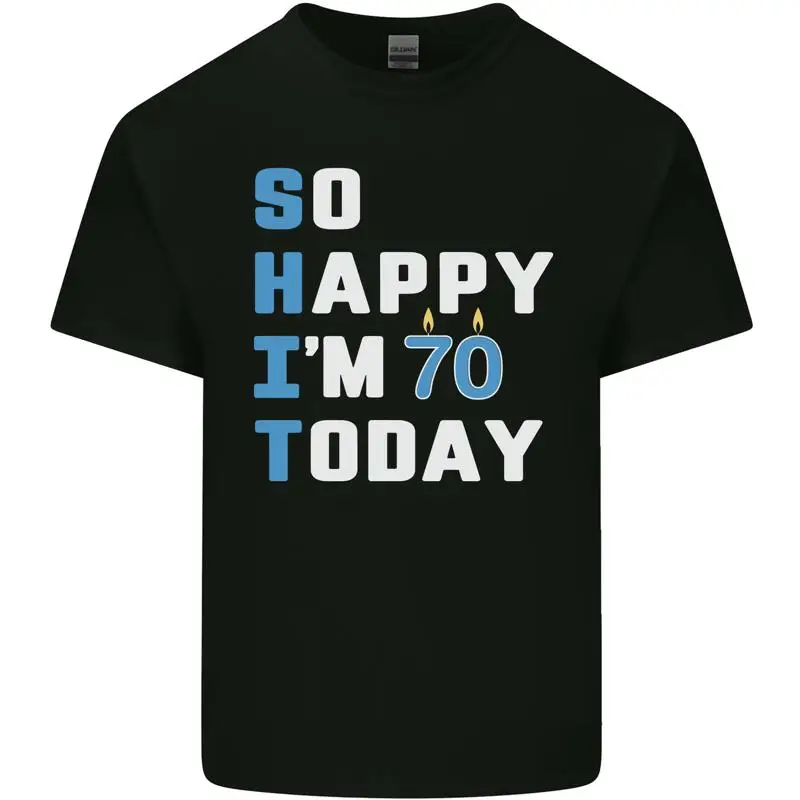

Very Happy Im 70 Today Funny 70th Birthday Cotton Mens T-Shirt