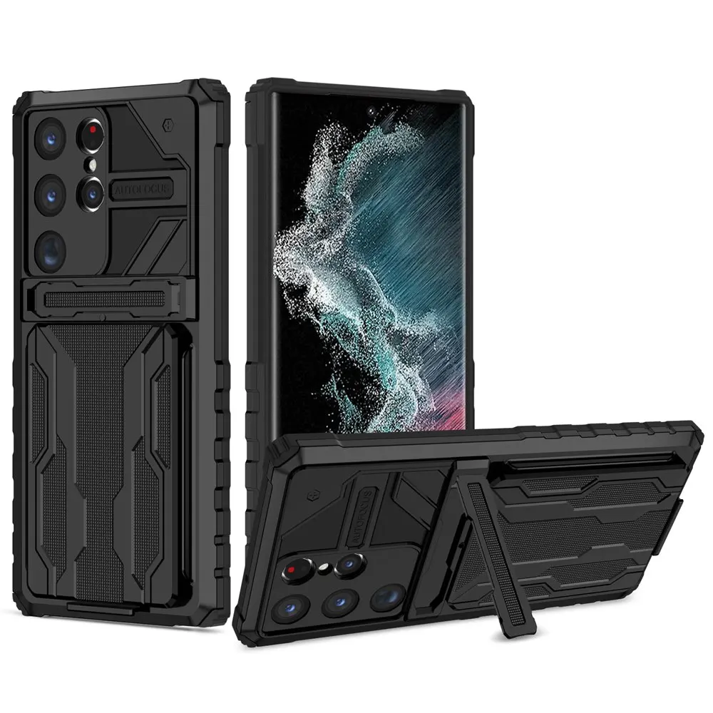S22 Ultra Cover Tough Kickstand Shockproof Wallet Case with Card Holder for Samsung Galaxy S23 Ultra 6.8 Inch Protective Cases