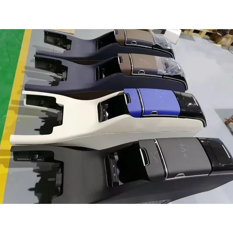 Центральный подлокотник Dingkong Vito W447 из кожи цвета тан, с USB-зарядкой, отсеком для хранения и вращающимся держателем для стаканов