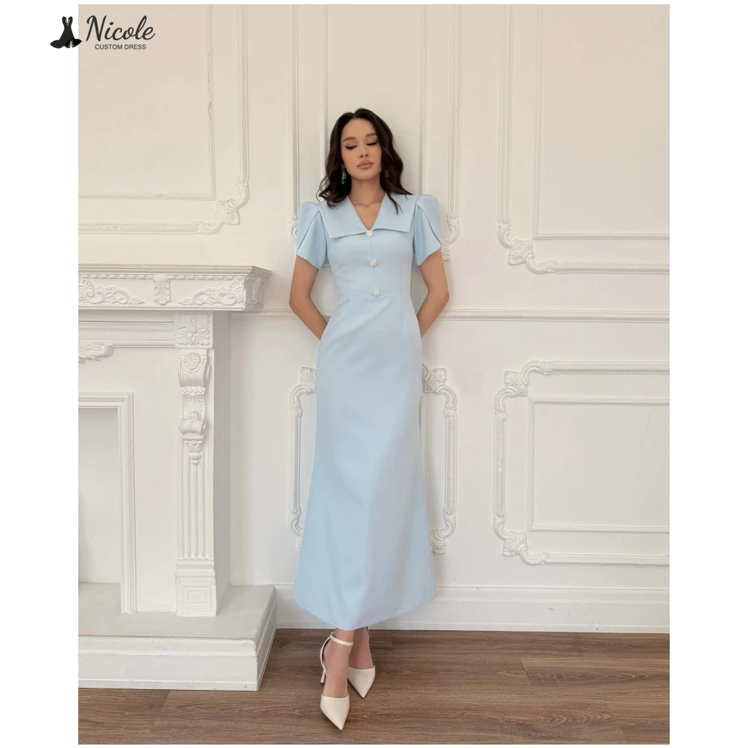 

Николь Вечерние платья на заказ Свадебное платье трапециевидной формы с v-образным вырезом Элегантные платья Платья для особых мероприятий Атласная ткань Выпускной