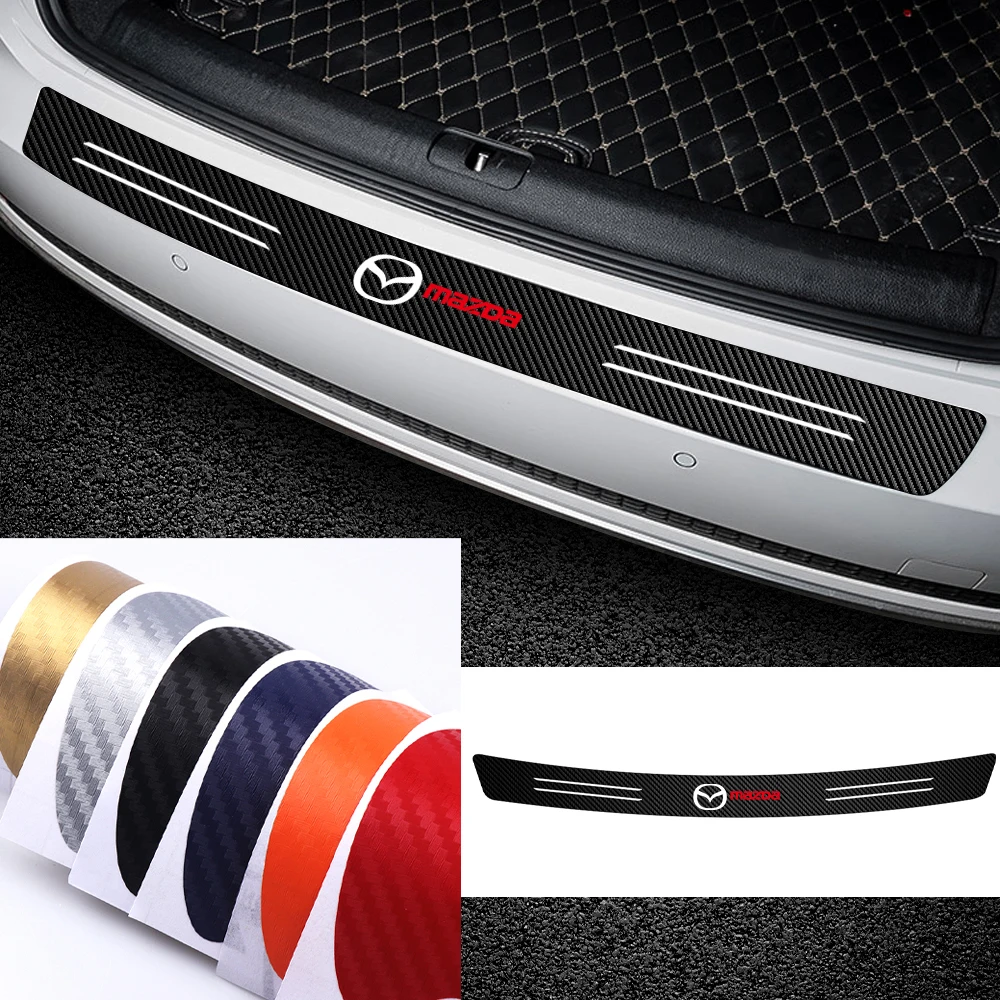 1Pcs New Carbon Fiber Car Styling Trunk Load Edge Emblem Stickers For Mazda 3 Bk 6 Gh CX-5 CX30 MX-5 2 5 CX-3 GJ GL CX-8 MS RX-8