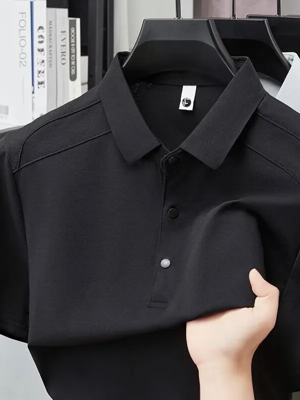3D Ice Sensation Negative Ion Men's  Shirt Casual Lightweight Short Sleeve Turn-down Collar Quick Dry Breathable T-shirt