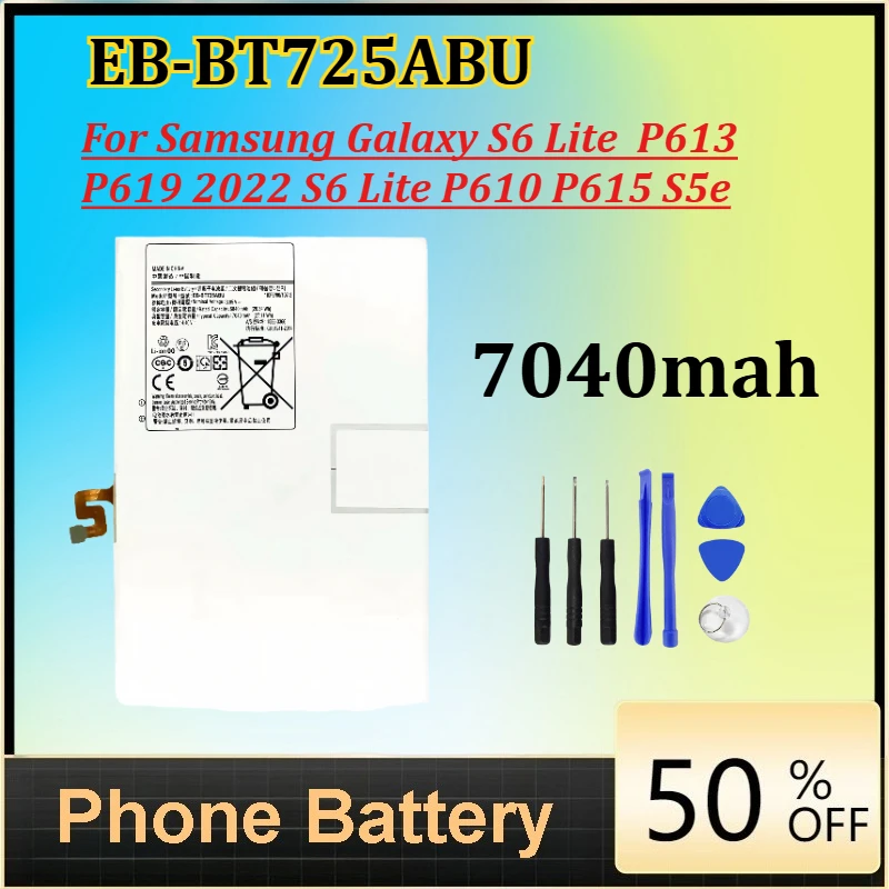 

7040mah EB-BT725ABU Tablet Battery for Samsung Galaxy S6 Lite P613 P619 2022 S6 Lite P610 P615 S5e Rechargeable Battery