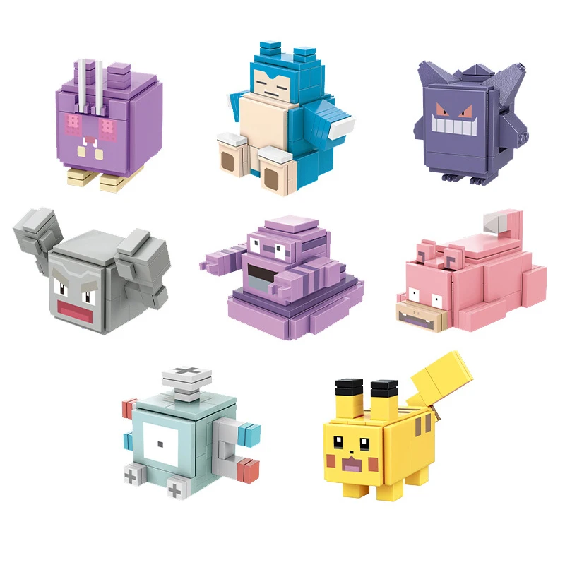 Genuine Pokemon Pikachu Building Blocks Charmander Anime Figures Model Doll Adventure Series Child Educational Assembly Toy Gift