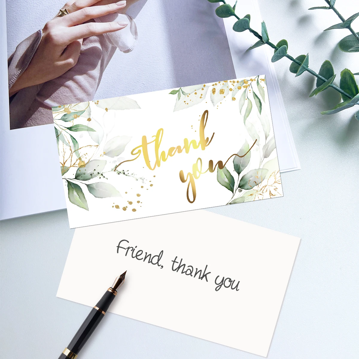 50Pcs/Pack Floral theme Thank You Cards,Handmade with Love Thank You Card Small Business Party Message Card,Paper Thank You Card