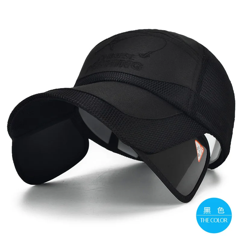 Half Mesh Baseball Cap Men for fishing Summer Cycling Sun Hat Wide Brim Extended Protect Against Ultraviolet Rays Caps Male