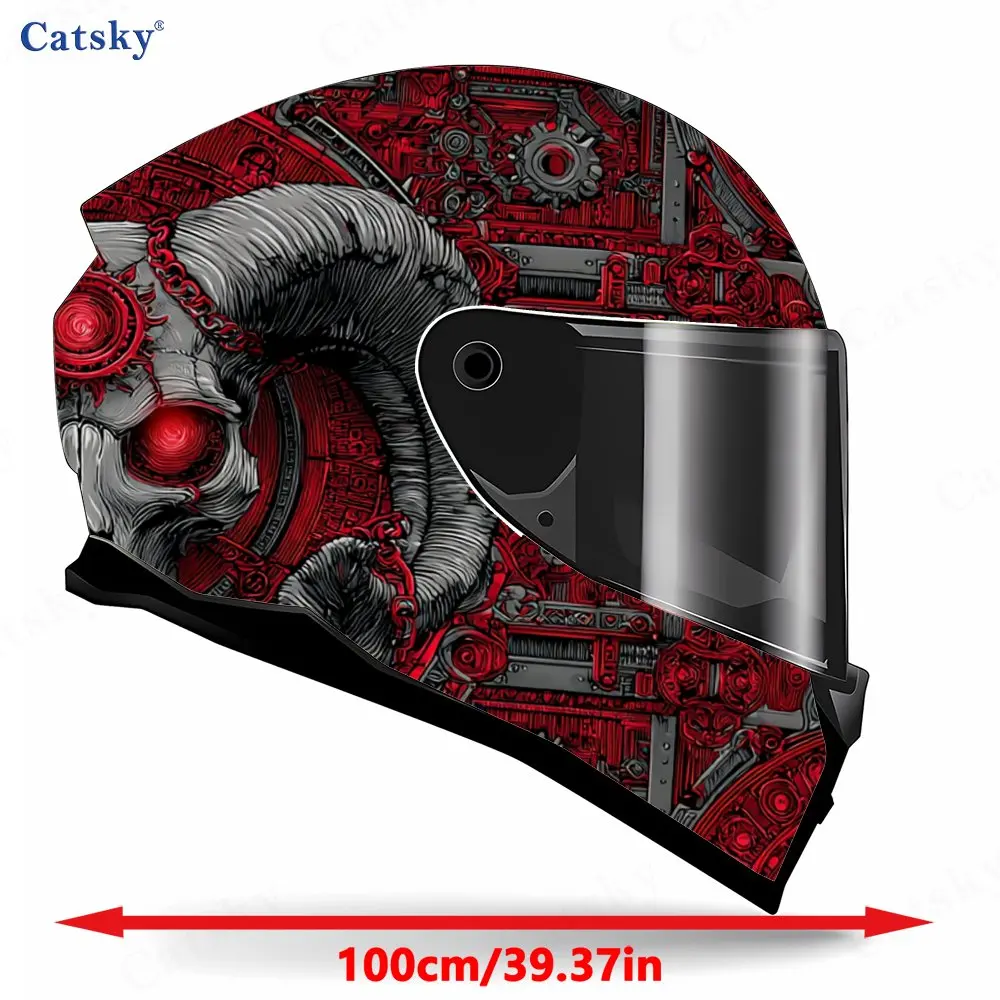 Red-eyed Goat Head Print Helmet stickers , PVC Material Multifunctional Helmet Stickers, Scratch-Resistant & Fade-Proof, Easy to