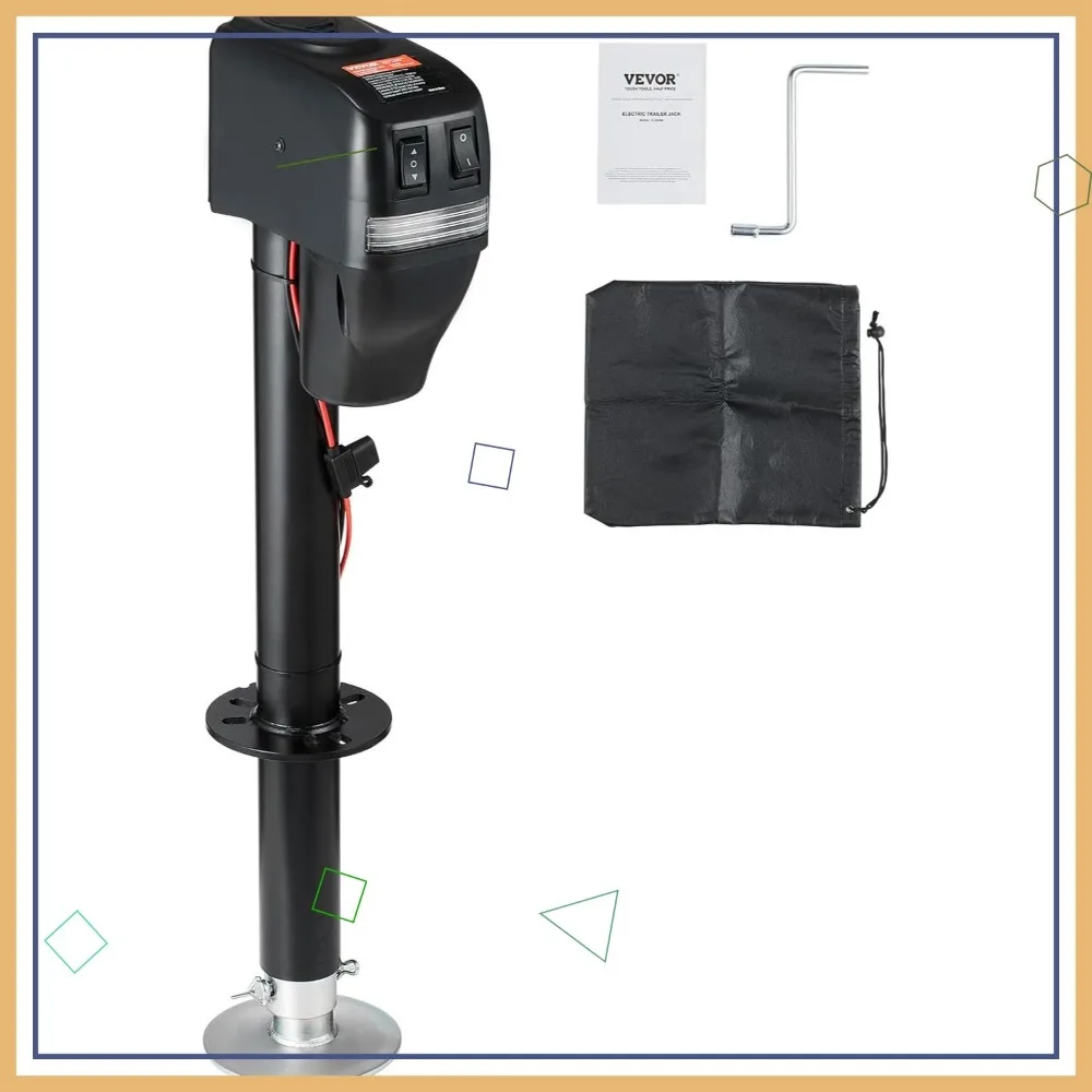 Gato eléctrico para remolque, capacidad de 4000 libras, altura ajustable con cubierta impermeable para vehículos recreativos y remolques utilitarios