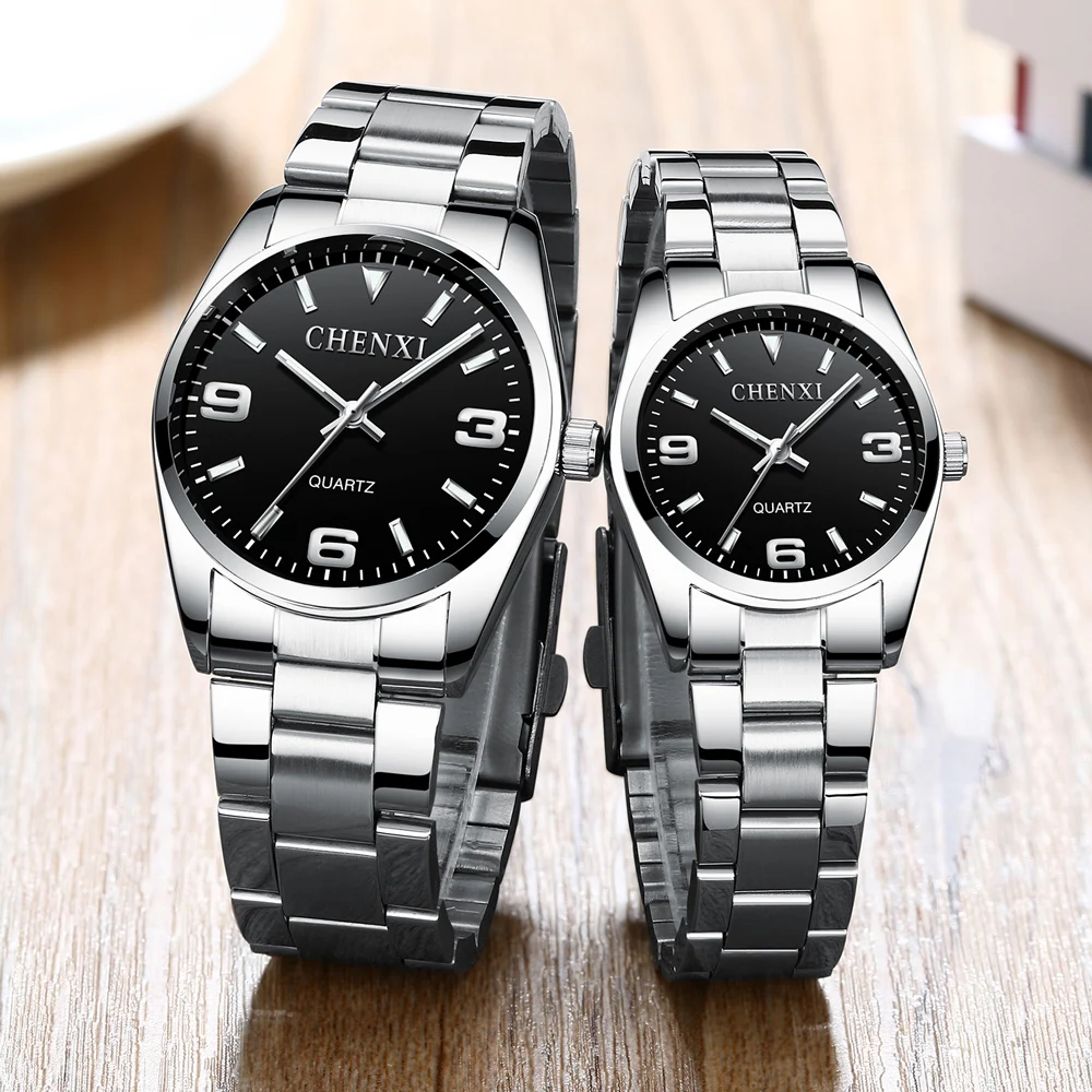 CHENXI Casual Fashion Couple Watch Stainless Strap Luminous Men\'s and Women\'s Classic Style Quartz Wristwatches Lover\'s Gift