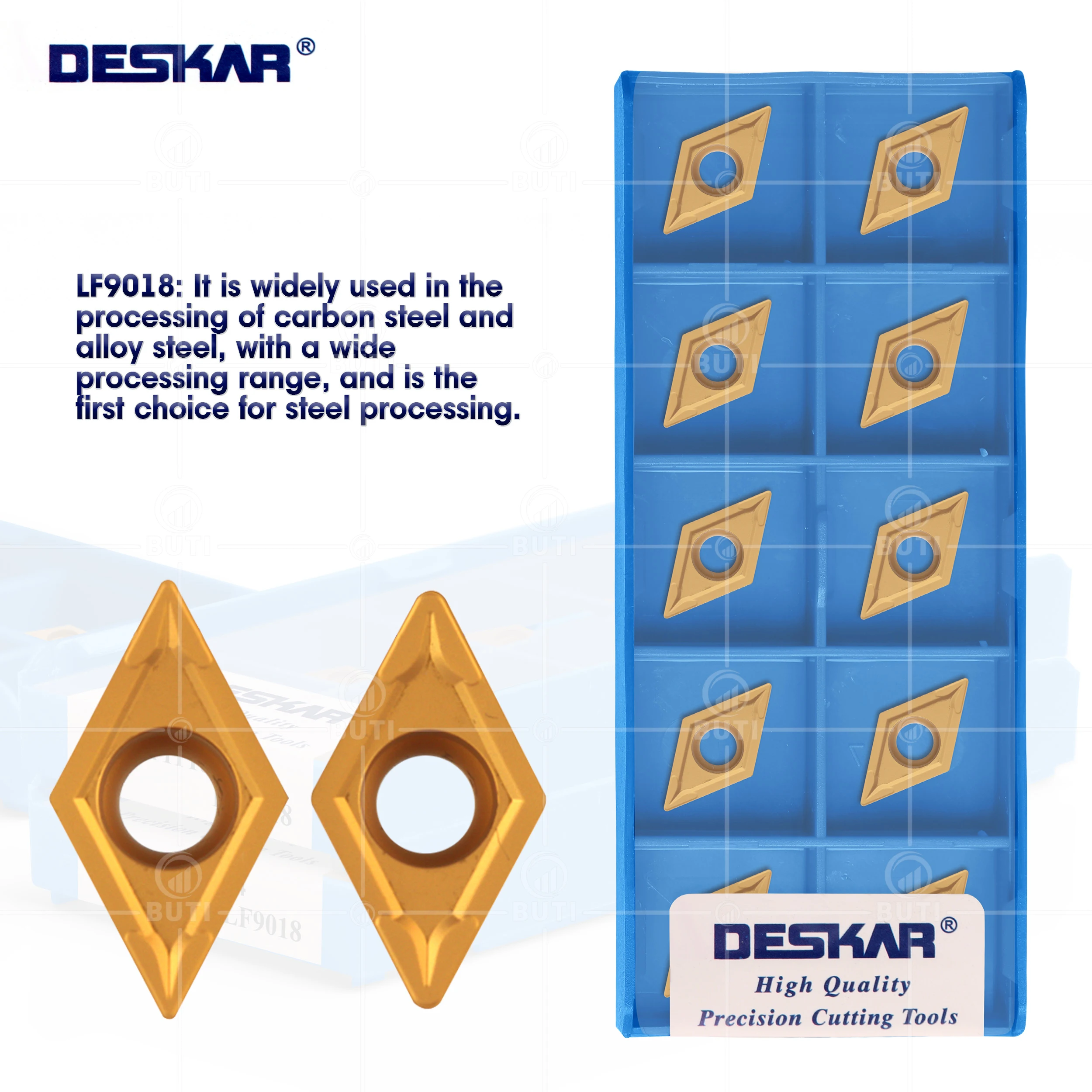Deskar 100 Original Dcmt11t304 Dcmt11t308 Lf9018 Carbide Insere Ferramentas de Torno Cnc Lâminas de Liga Dura para Processamento de Aço