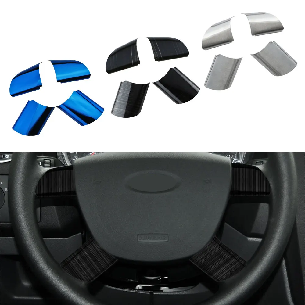 4Pcs Stainless Steel Car Steering Wheel Decoration Cover Trim Sticker for Ford Focus 2 MK2 2005 - 2011 Accessories