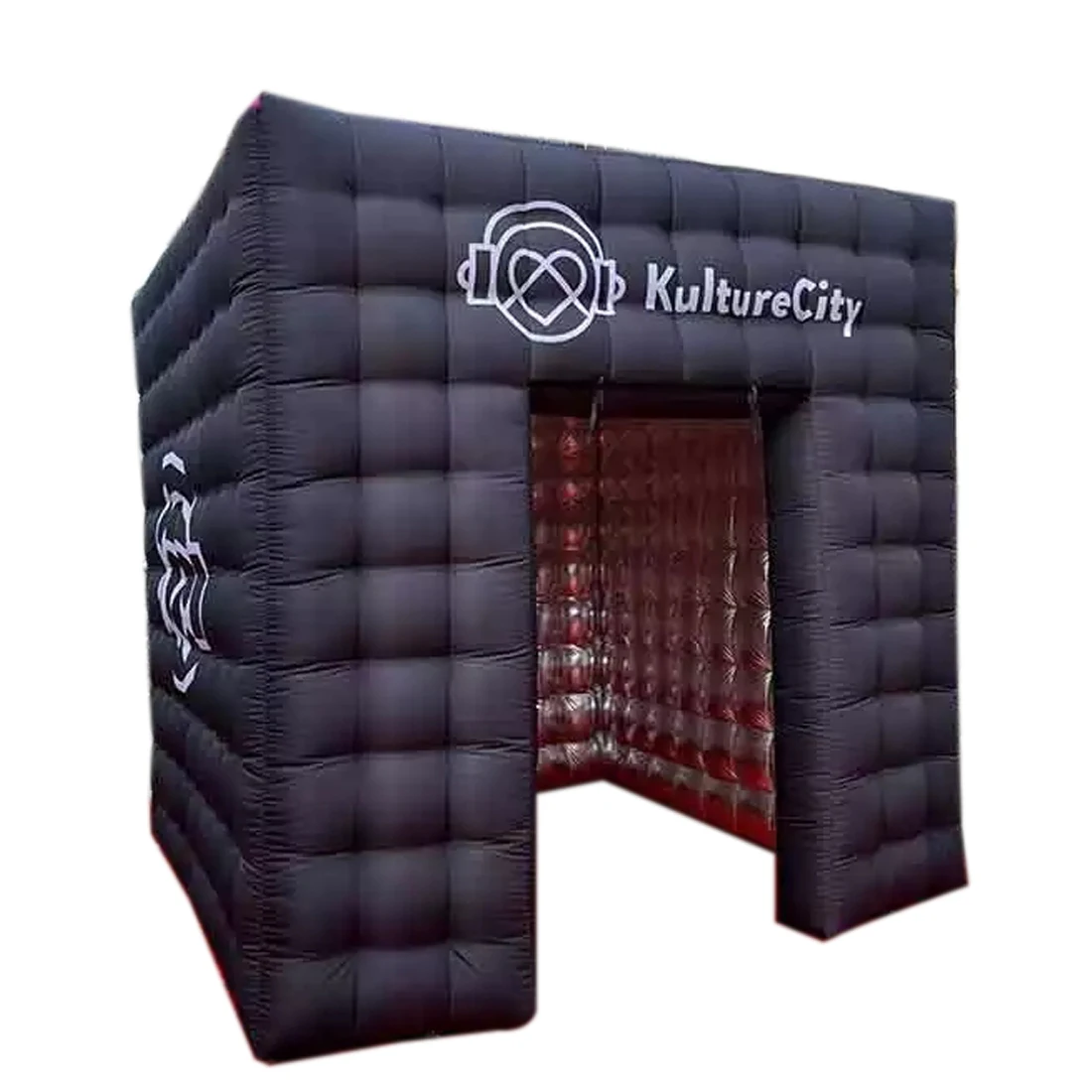 

Black Silver Inflatable Photo Booth, 8.2 x 8.2ft Large Portable Booth Enclosure Backdrop with 2 Doors and Inner Air Blower