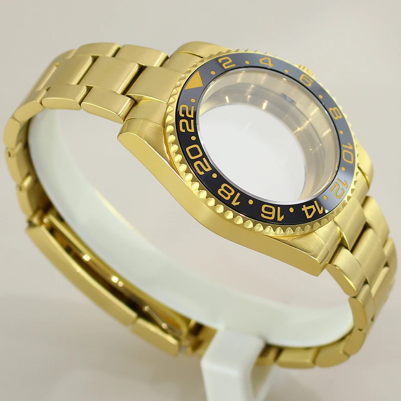 

Feiyashi Gold 40mm Watch Case Bracelet 120Clicks Bezel For Seiko NH35 NH36 NH38/34 Miyota 8215 ETA 2824 Movement 28.5mm Dial GMT