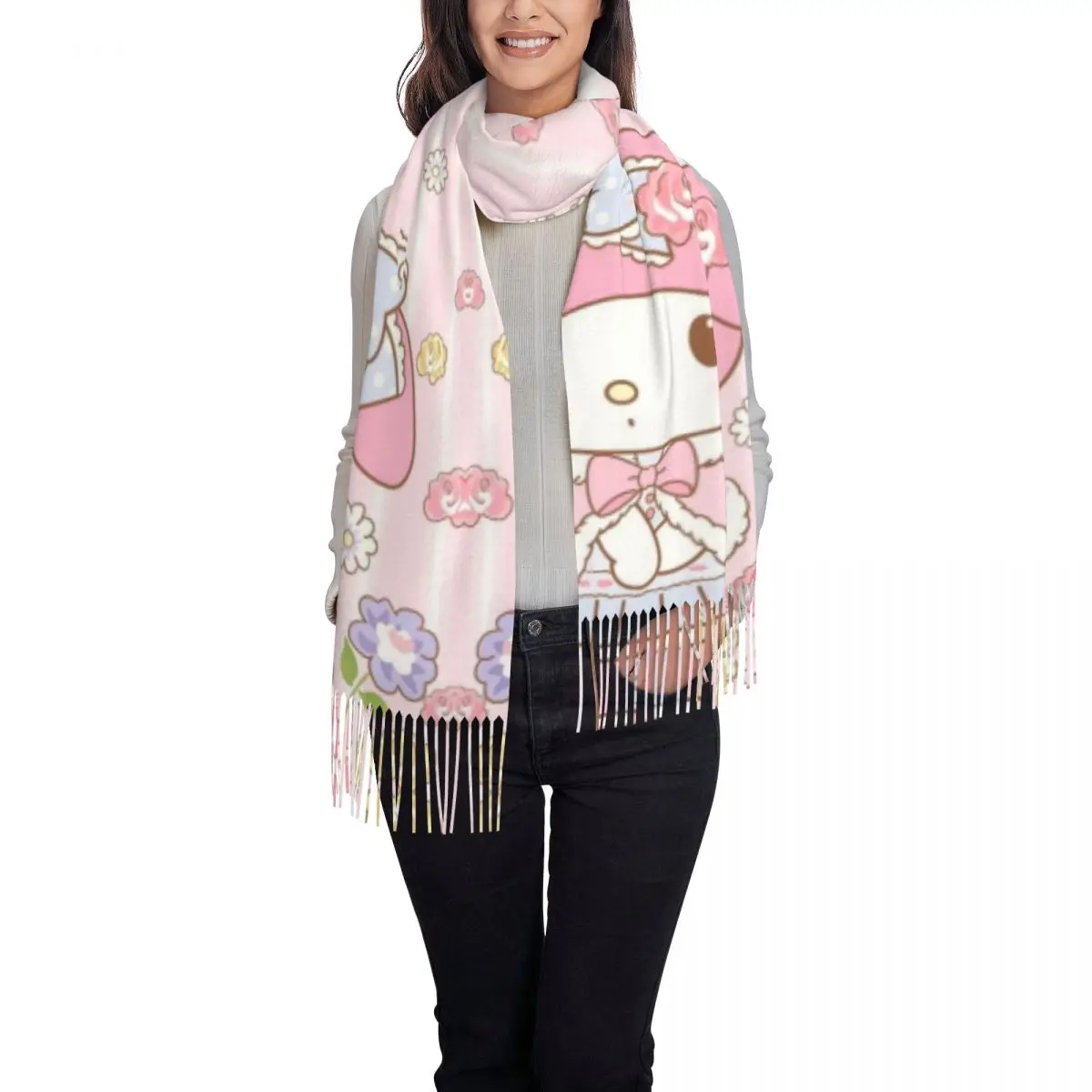 Winter Melody Echarpe Sanrio Imitation Cashmere Scarf Gift Female Keep Warm Outdoor