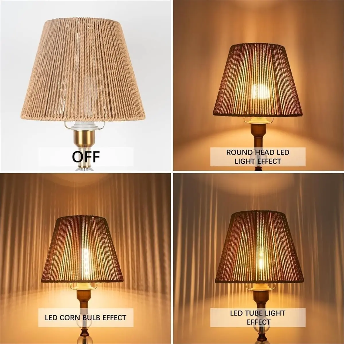 Boho Rattan Lamp Shade Small Bell Lampshade,for Table Lamps Replacement, Hand Woven Vintage Style Rattan Lamp Shades