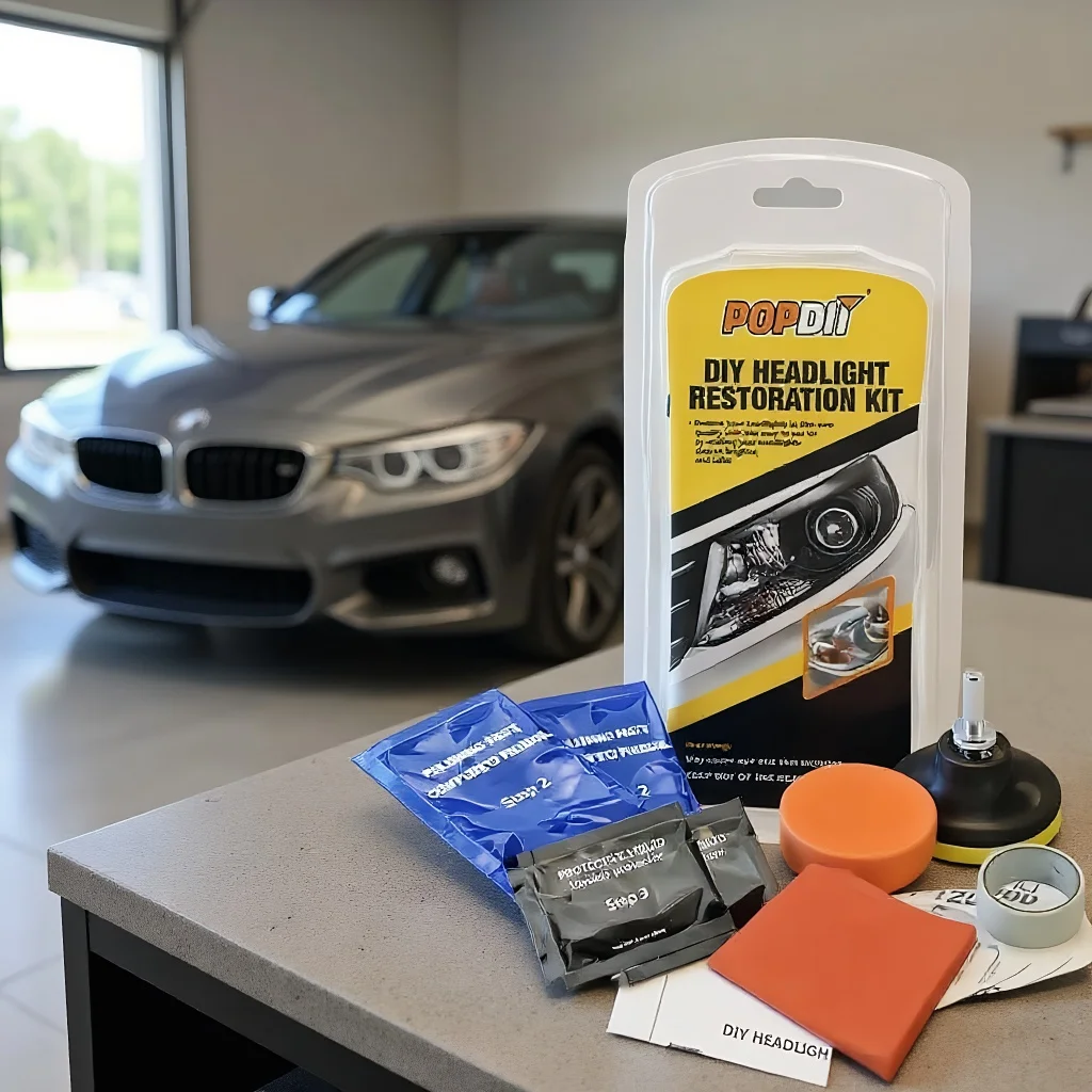 

Комплект для восстановления автомобильных фар — паста для ремонта и полировки царапин с адаптером сверла для чистки линз