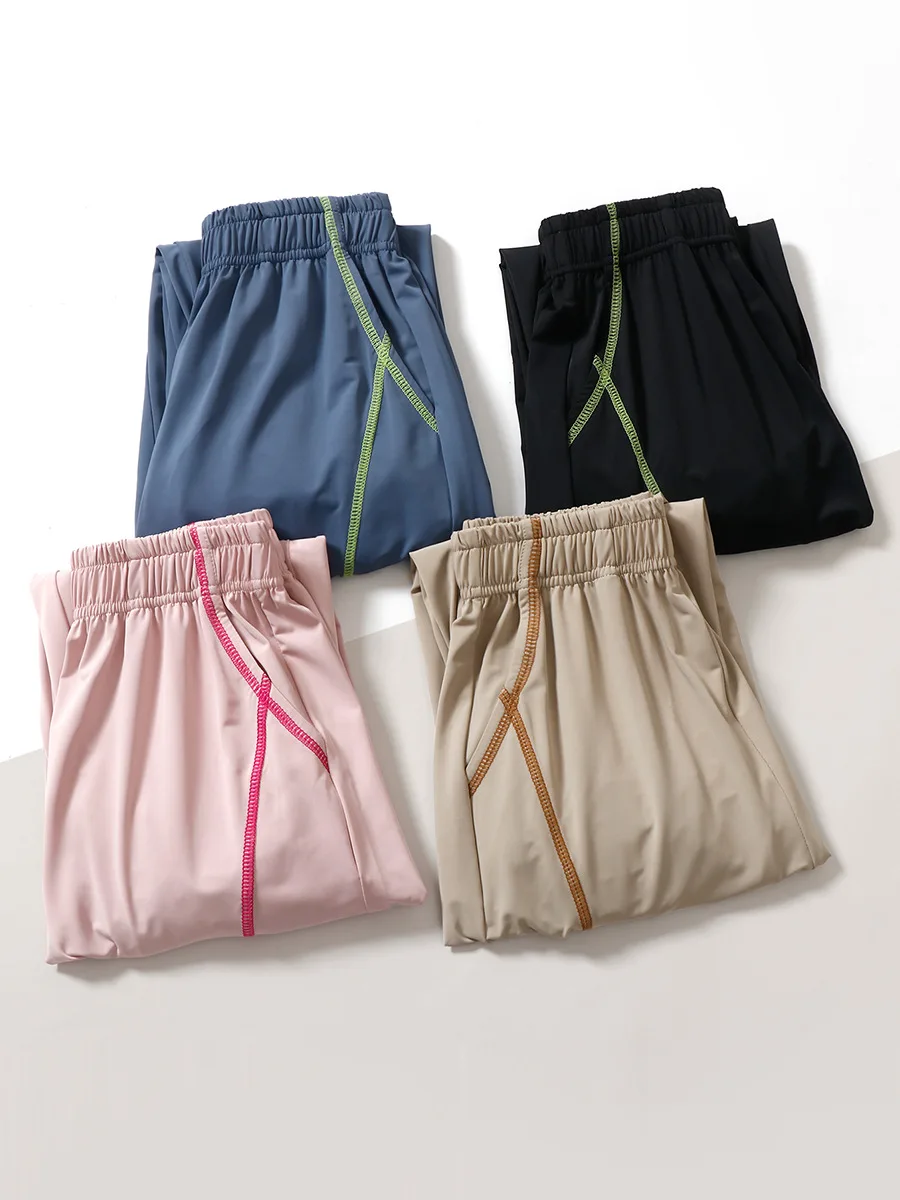 Antibacterial And Mosquito Repellent Children's Pants Ice Silk Quick Drying Girls' Trousers Casual Solid Color Boys' Clothing