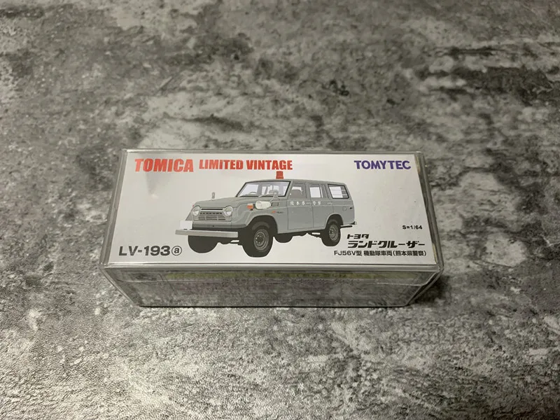 TOMICA TLV 1:64 LV-193a Toyota Land Cruiser FJ56V Kumamoto Prefecture police car, alloy static miniature car boom play model.