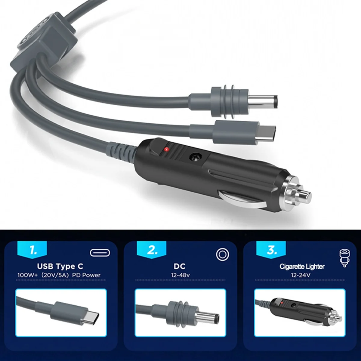 

NEW 3-in-1 Multifunctional Power Cable for Starlink Mini Type-C/DC/Car Charger to DC 20V/5A USB C Power Cable for Space-X,B