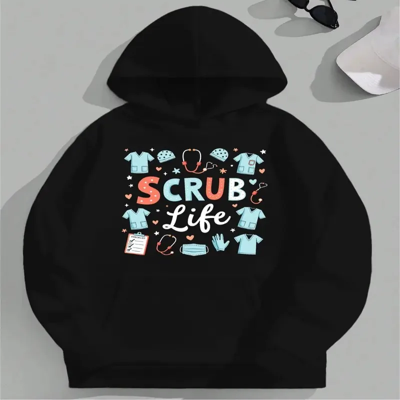 

Осенне-зимняя одежда больших размеров, женская толстовка большого размера, женский скраб, жизнь, медицинская тема, художественный дизайн, дышащий круглый вырез Y2k