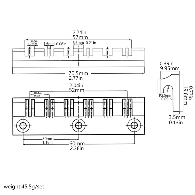 Pièces de guitare électrique intelligente, selles à 12 cordes, pont de guitare rigide