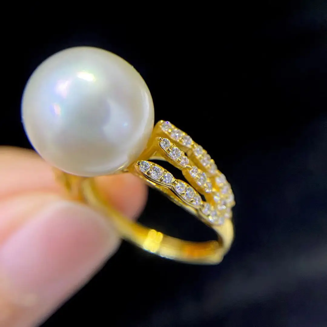 

S925 Sterling Silver Adjustable Ring Mount Settings Findings Mountings Accessory Parts Fittings for 11-12mm Pearls 5pcs/lot