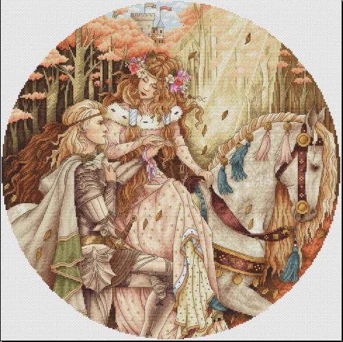 DIY needle work Prince and Princess 54-54 Cross Stitch Set Counted Cross Stitch Kit  28ct 14ct 32ct Metallic aida