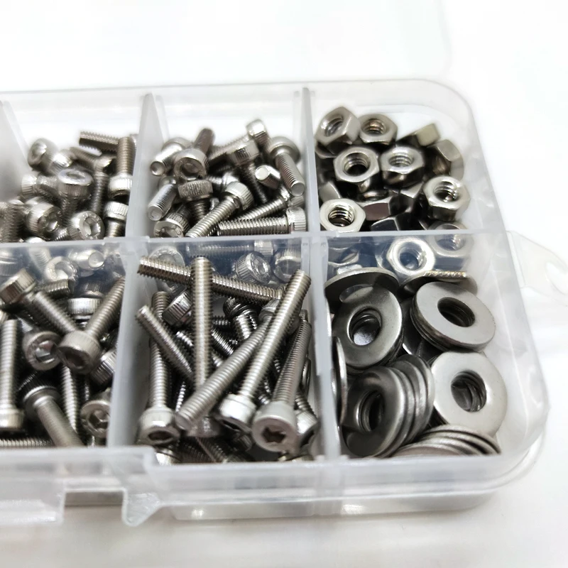 320Pcs Hexagon Socket Machine Schroeven Moer Set 304 Rvs M2 M2.5 M3 Zeshoekige Schroef Assortiment Kit