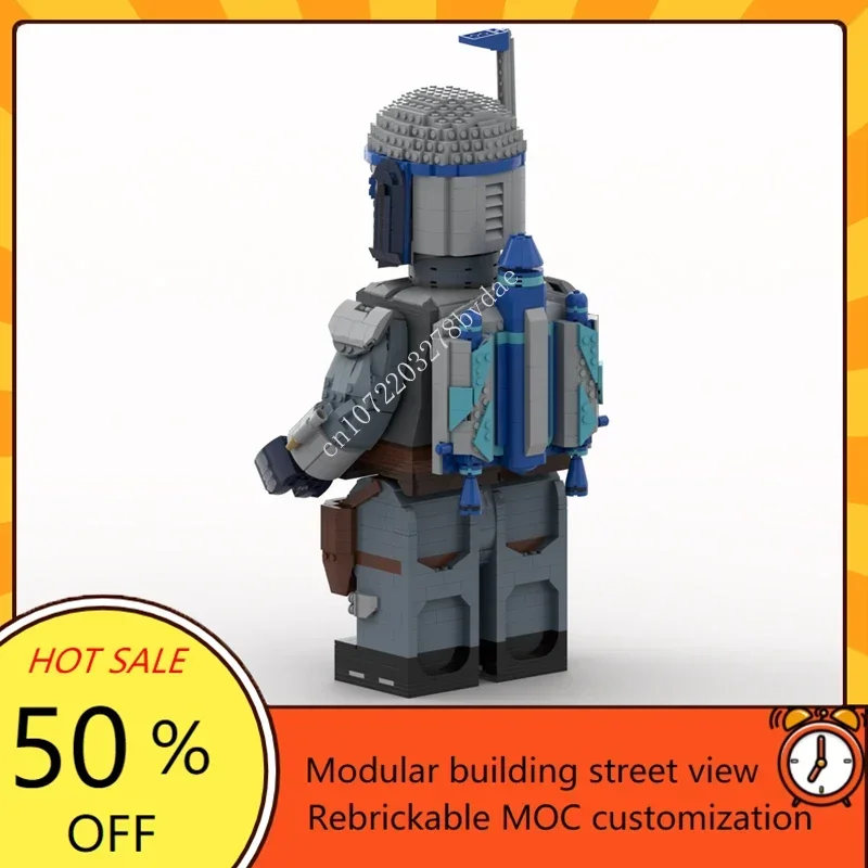 MOC Space Battle Helmets Series Jango Fett Mega Figure Model Building Blocks Technology Bricks Creative Assembly Toys Kids Gifts