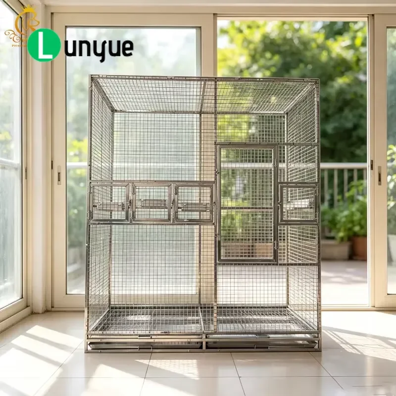 Customizable Large Bird Cage 304 Stainless Steel Parrot Cage For Farm Clinic Durable Spacious Pet Housing