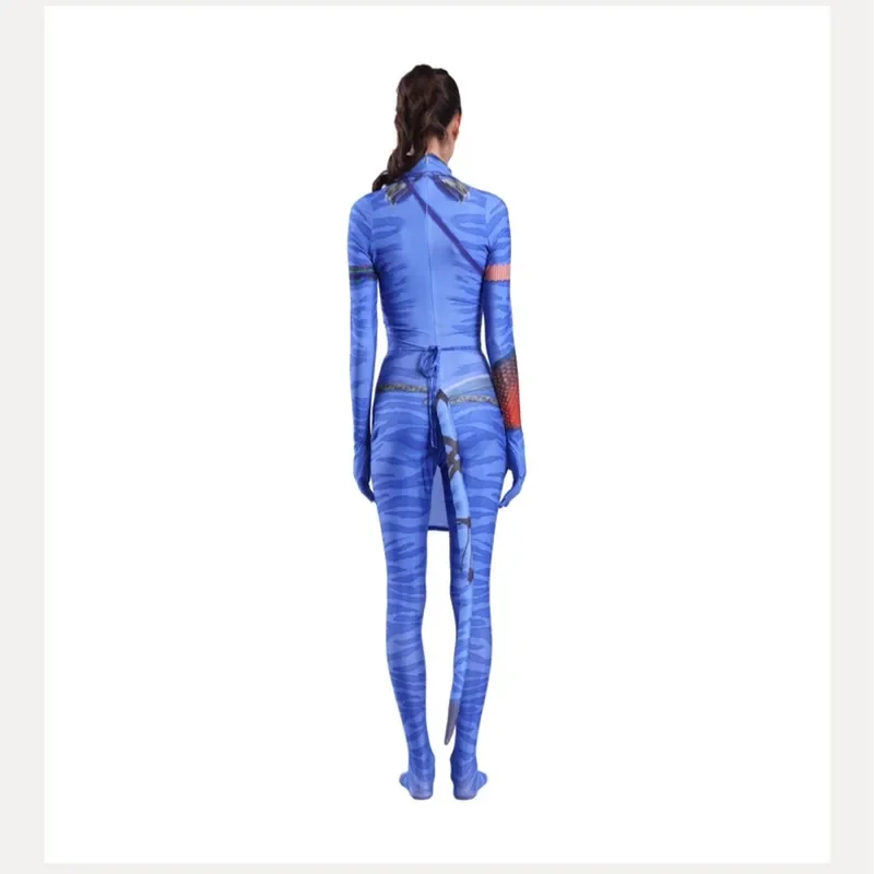 Film Avatar 2 Neytiri Costume Cosplay coda Zentai vestito Spandex battaglia tuta tuta Costume di Halloween donne adulte ragazze