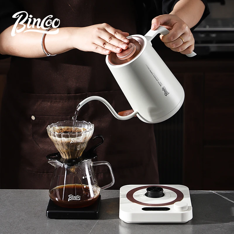 Bincoo Coffee Hand Brewing Pot Electric Kettle 0.9L Gooseneck Coffee Pot 1500W 220V Fast Heating Temperature Controlled Pot