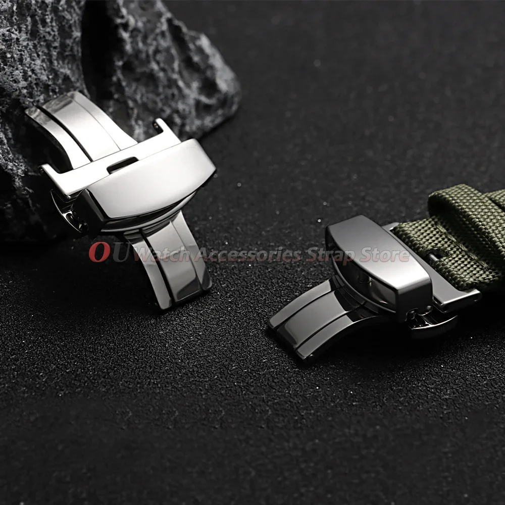 10 12 14 16 18 20 22mm Silberne Edelstahl-Schmetterlings-Faltschließe Polierte Matte Uhrenarmband-Verschlüsse Schwarz Roségold Uhrenknöpfe – Detail 12