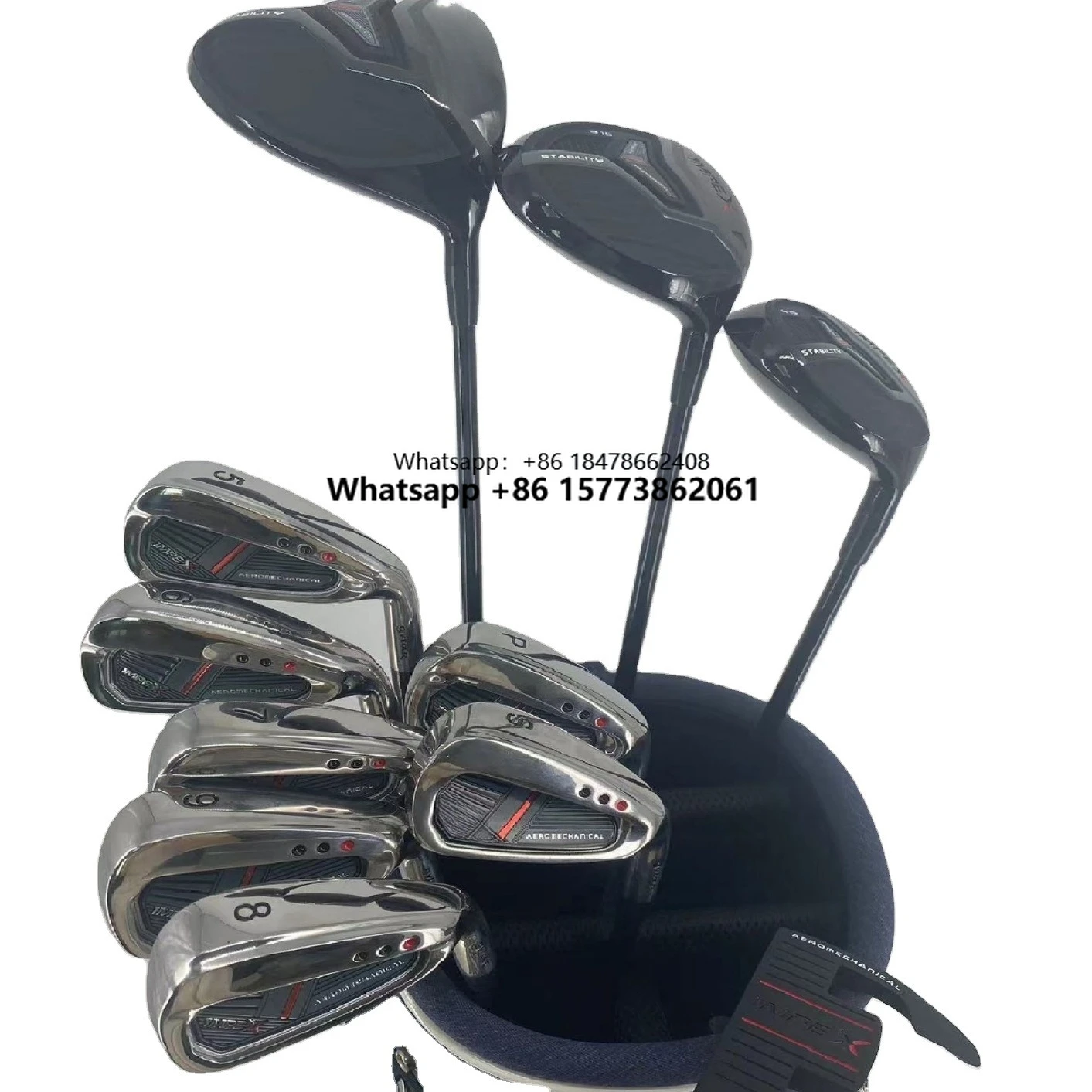 Men's Right Hand Complete Golf Set With Black/Red Stand Bag for Great Feedback and Feel.